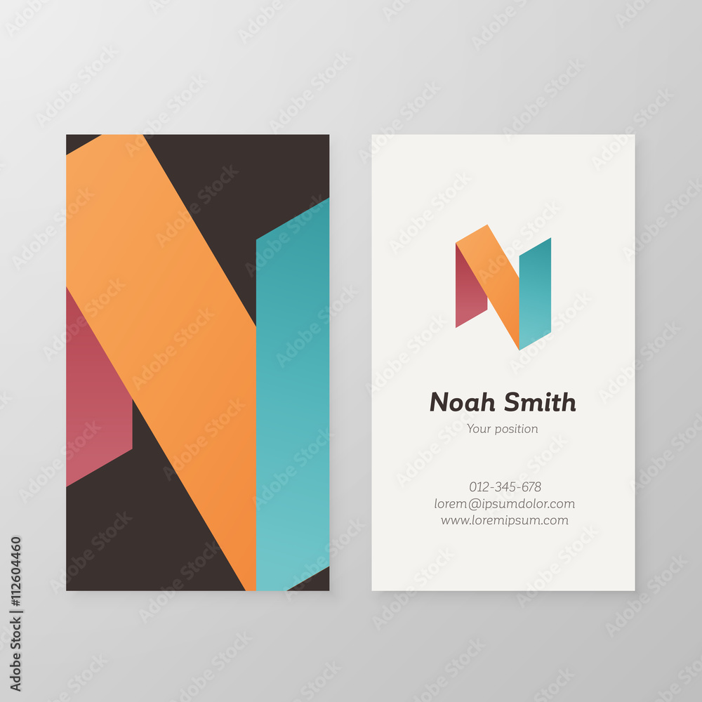 Business card isometric logo letter N vector template. Business card isometric logo letter N vector template.