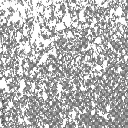 Grainy grunge abstract texture on white background. Black ink blow explosion on transparent background. Paint spray, drop. Vector