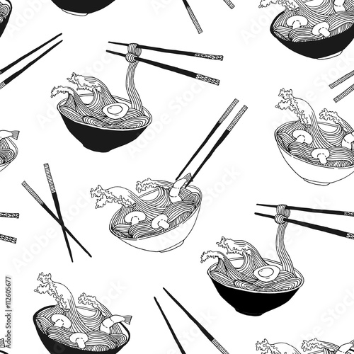 noodle wave in bowl pattern in vector