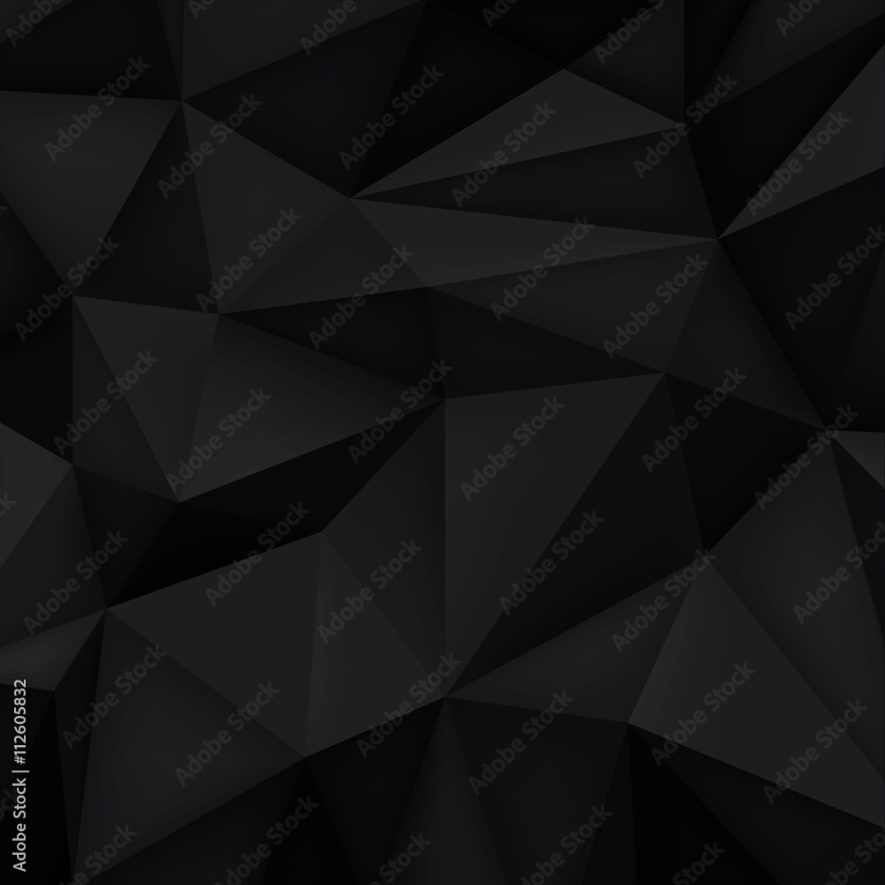 Plakat Low polygon shapes background, triangles mosaic, vector design, creative background, templates design, black background