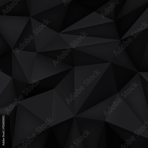 Low polygon shapes background, triangles mosaic, vector design, creative background, templates design, black background