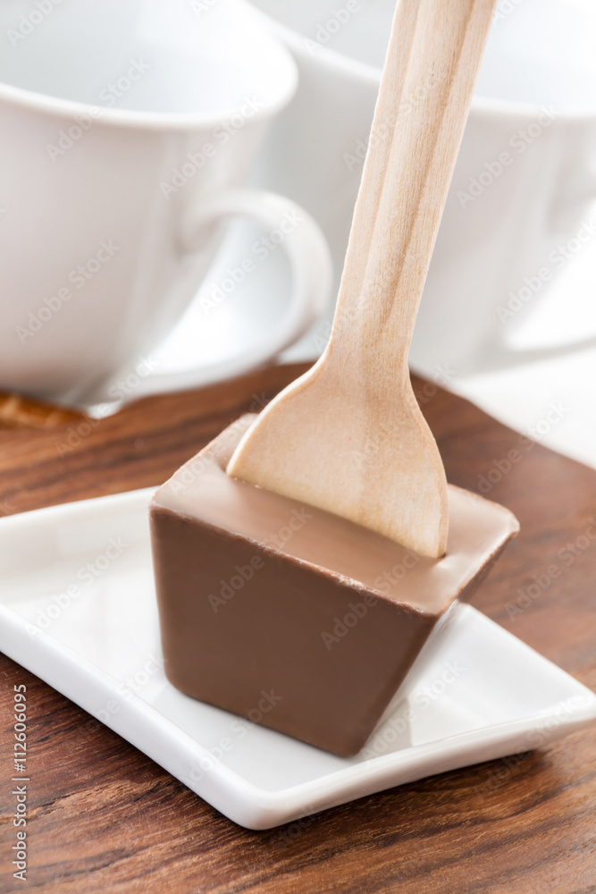 Hot chocolate on a spoon Hot chocolate on a spoon