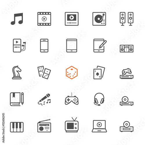 Entertainment icons with White Background 