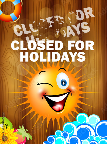 closed for holidays on wood background