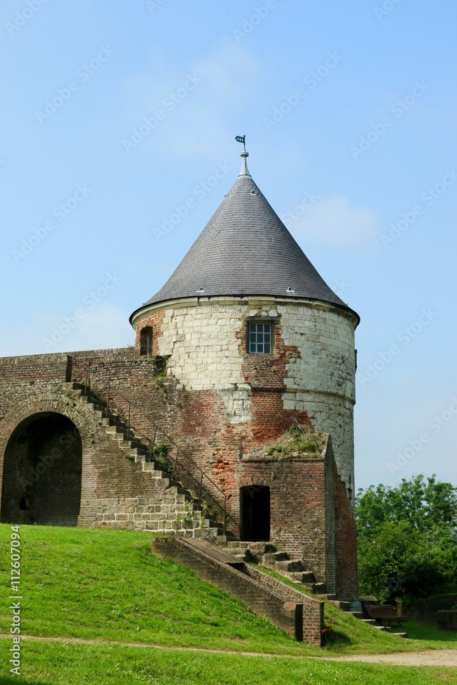 the white tower of the citadel  of Montreuil on sea, PAS DE CALAIS, NORTH OF FRANCE 
