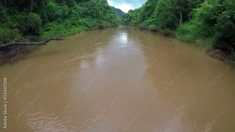 Aerial View - Whitewater river in forest Thailand. Aerial View - Whitewater river in forest Thailand.