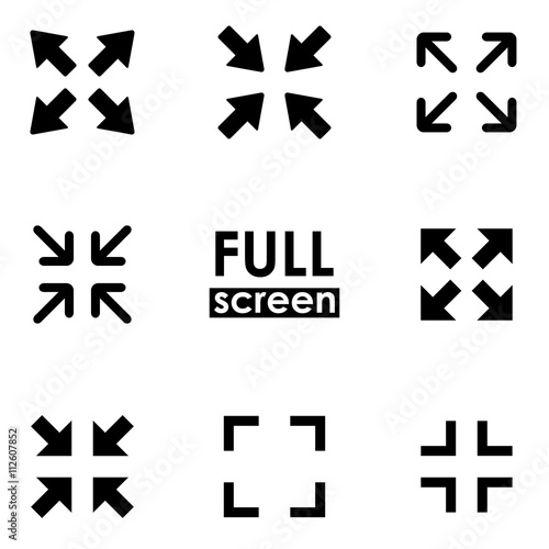 Vector black full screen icon set