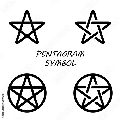 Vector black pentagram icon set