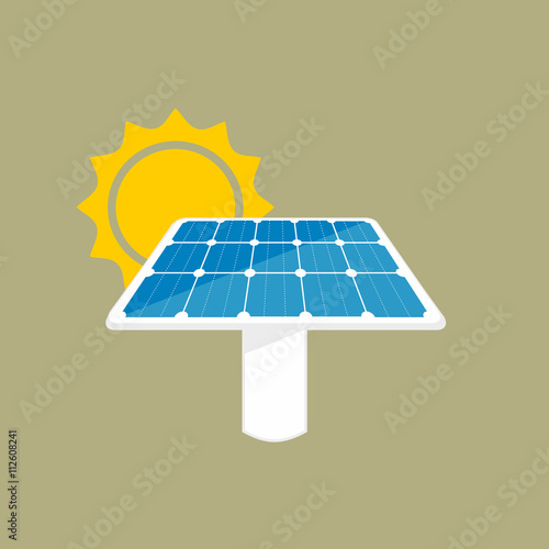 Solar panel icon. Sun energy panel illustration with sun and panel