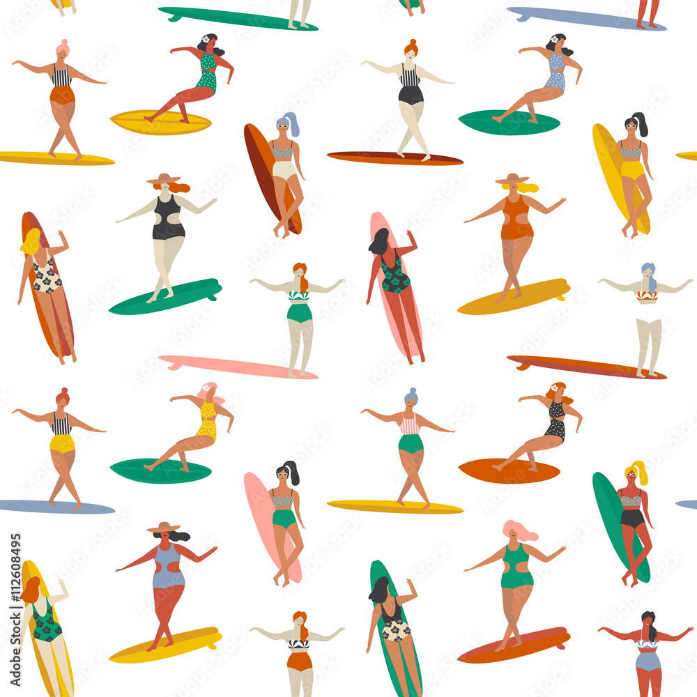 Surfing illustration in vector.