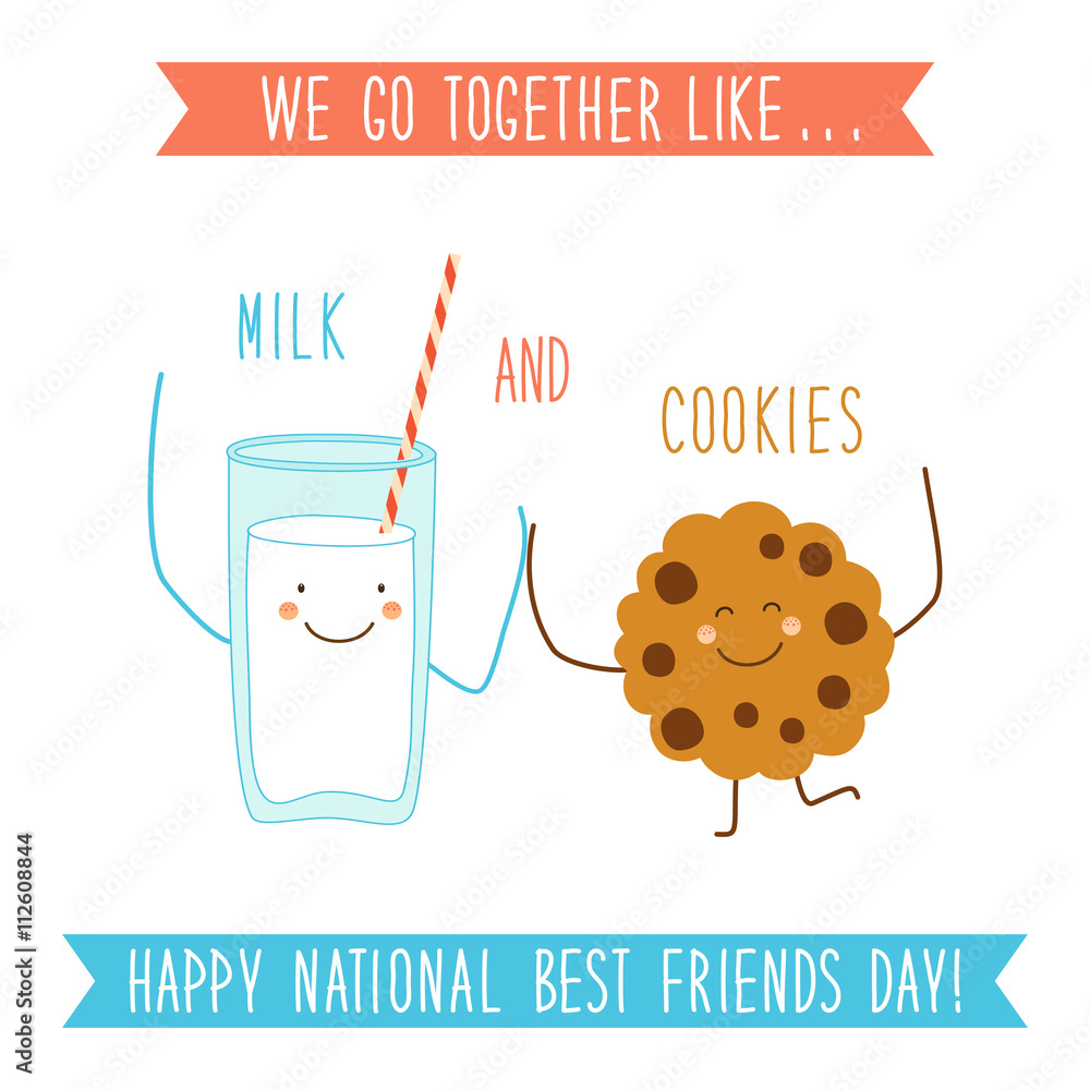 Cute unusual National Best Friends Day card as funny hand drawn ...