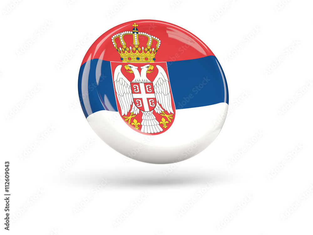 Obraz premium Flag of serbia. Round icon