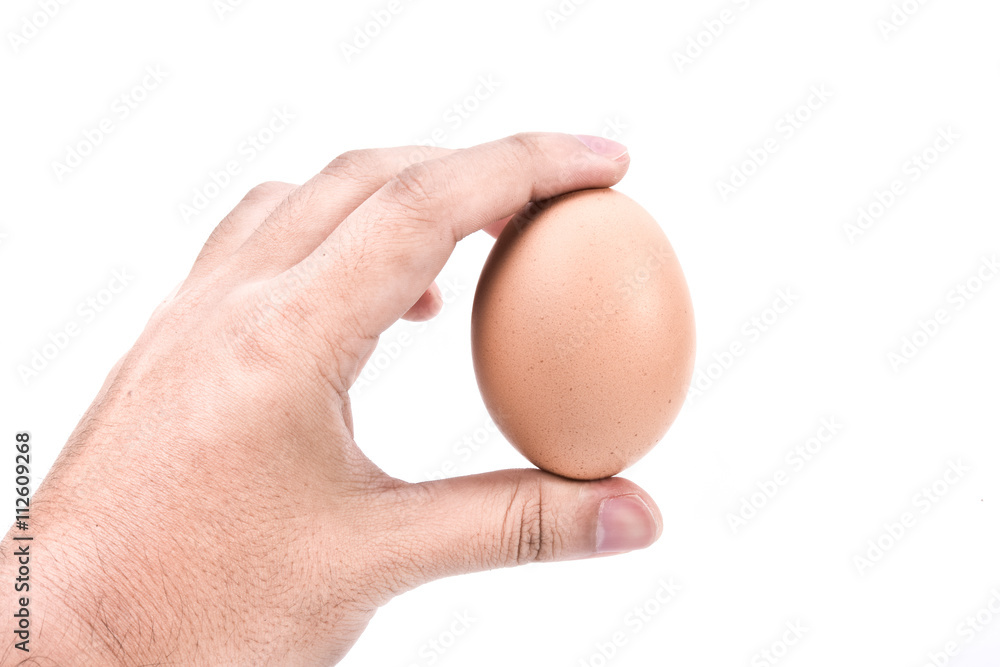 Eggs in hand on white background Eggs in hand on white background