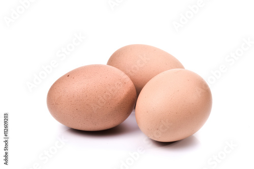 brown chicken egg on white background