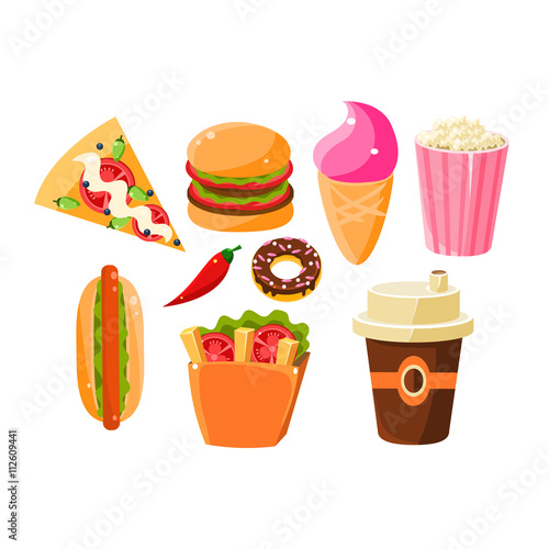Fast Food Items Set Of Isolated Icons