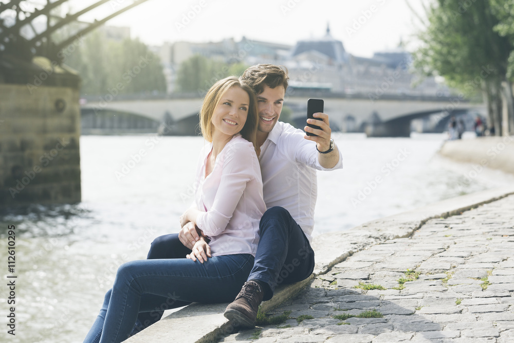 Young couple doing a selfie