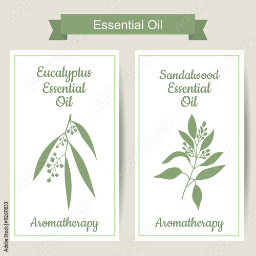Set of 2 labels with Eucalyptus and sandalwood