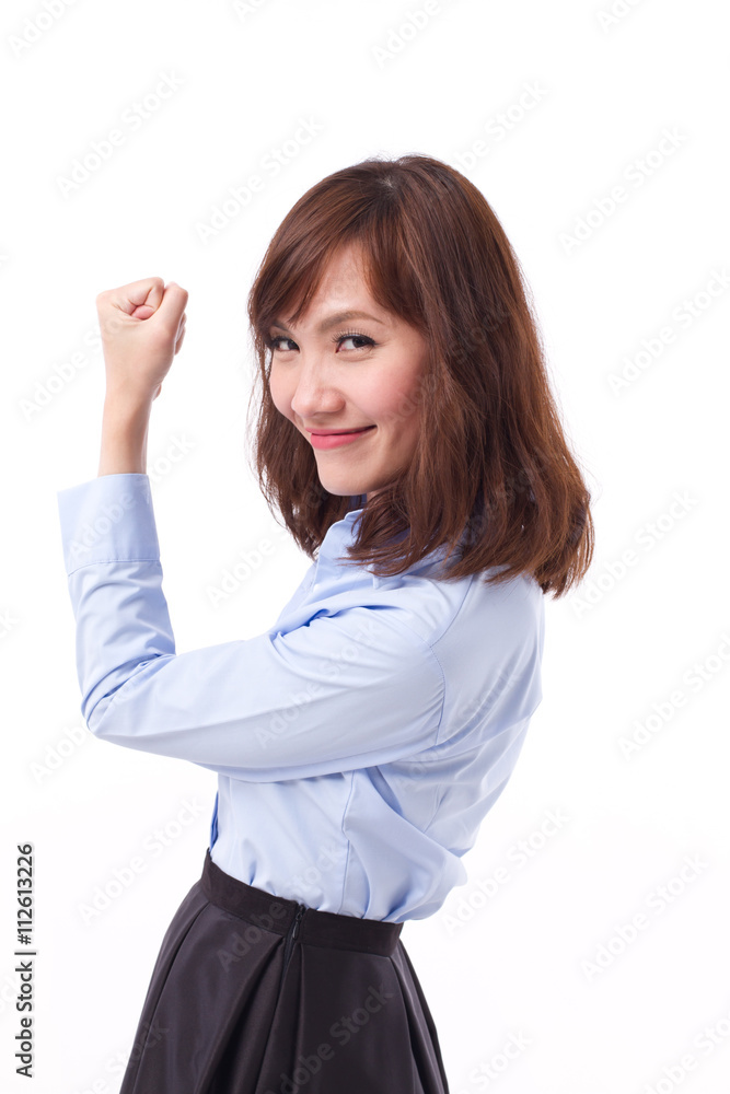 strong, happy, smart casual asian woman posing satisfying and su strong, happy, smart casual asian woman posing satisfying and su