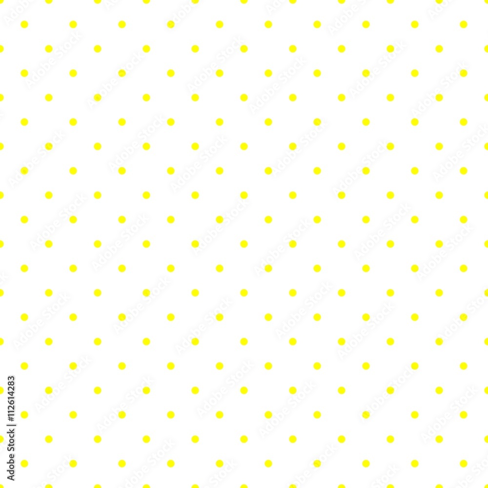Tile vector pattern with yellow polka dots on white background
