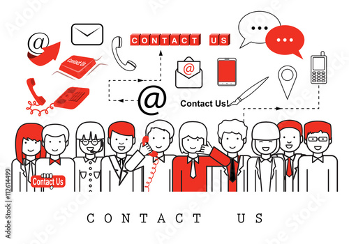 Business People-Contact Us-On White Background-Vector Illustration, Graphic Design