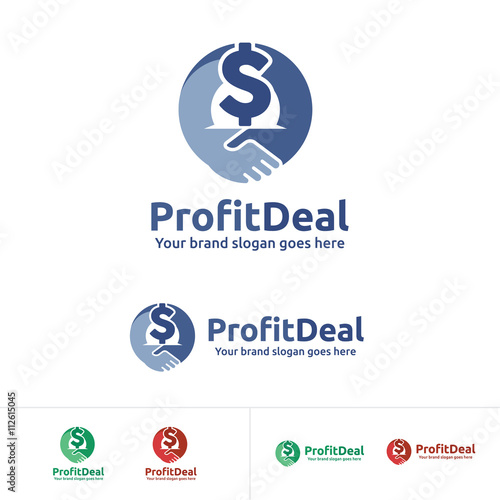 Profit Deal Money Logo, Business Partner with Dollar Sign Icon