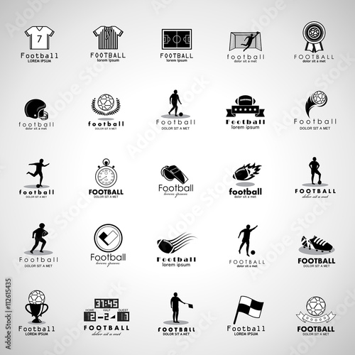 Football Icon Set - Isolated On Gray Background. Vector Illustration, Graphic Design