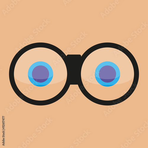 Binoculars with blue eyes against the background color