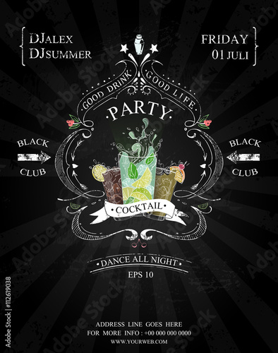 cocktail party poster black and white