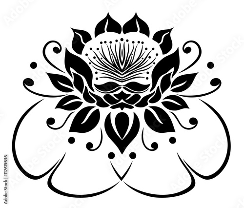 Große Lotusblume mit Blättern.  Yoga, Meditation, Wellness.