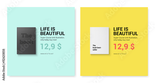 Collection of banners for the website with the presentation of books. Vector banners for the store. Advertising courses or books, magazines.