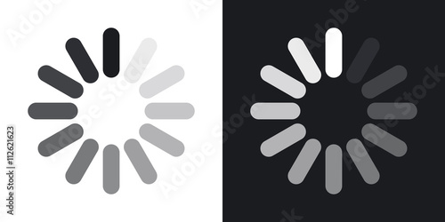 Loading icon, vector. Two-tone version on black and white backgr
