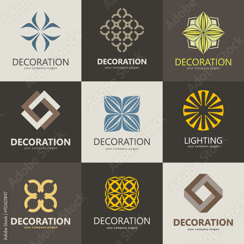 A collection of logos for interior, furniture shops, companies make furniture, decor items and home decoration. 
