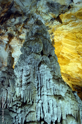 Picturesque Ispingoli cave karst is illuminated for tourists Sardinia Italy