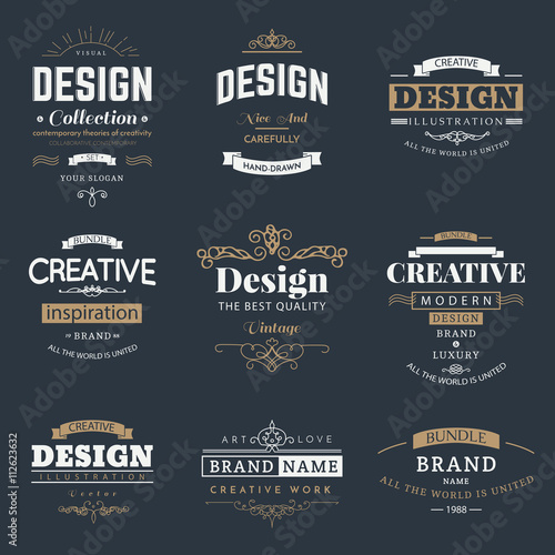 Retro Creative Vintage labels template and Logo set. Vector design elements business signs, branding, badges, objects, identity, labels.