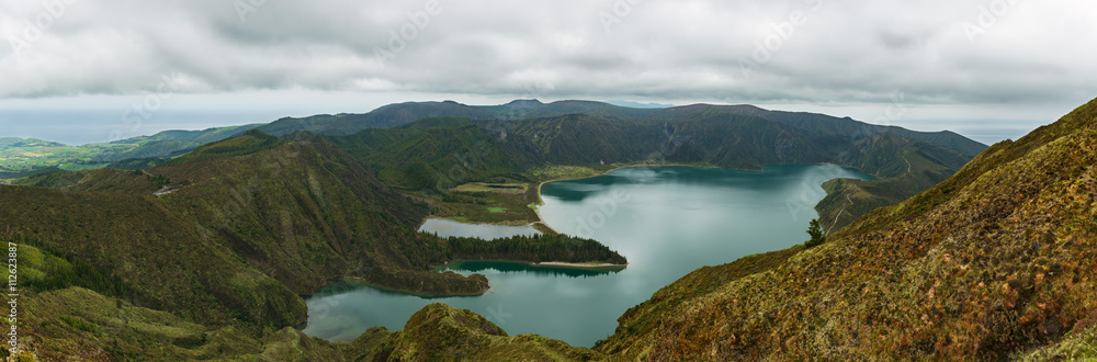 panorama of lagoa do fogo lake sao miguel azores