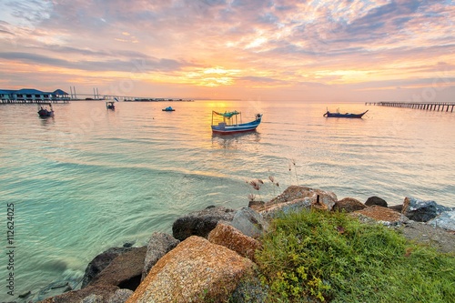 Fotografie Beautiful Sunrise and Sunset in George Town, Penang, Malaysia