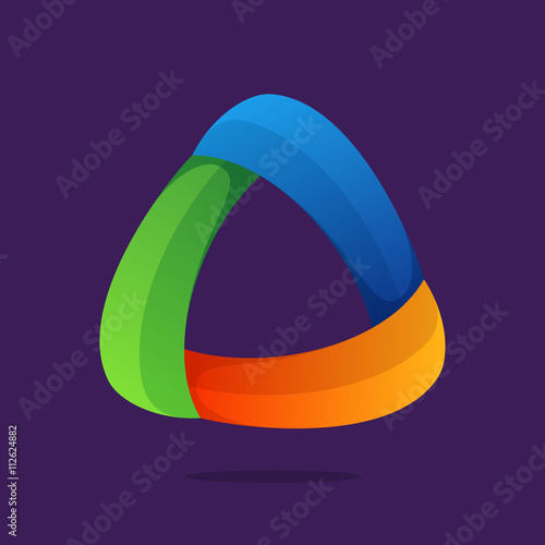Triangle logo. Triple infinite loop icon.