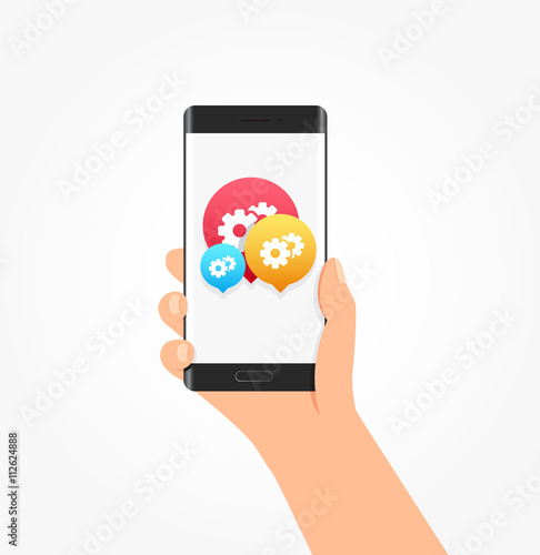 Support Icon Bubbles Phone Vector Illustration