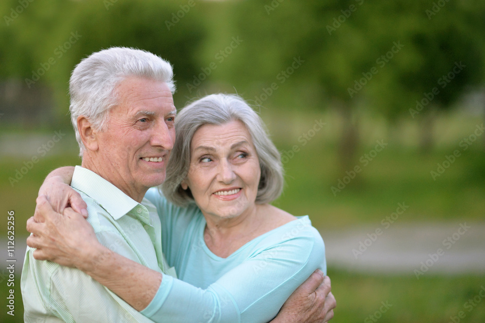 mature couple   in summer park