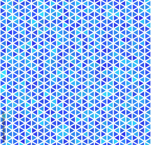 Blue triangles on white, abstract seamless pattern