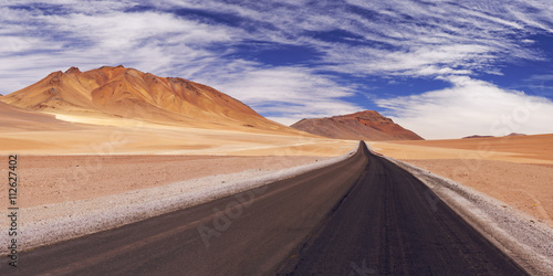 Desert road through the Altiplano, Chile, altitude 4700m