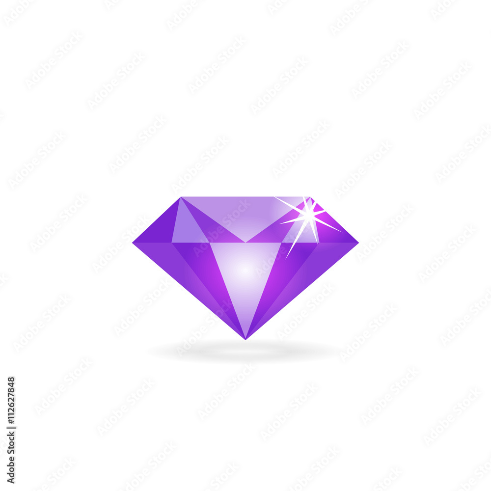 Diamond vector icon isolated on white, flat diamond logo with shadow, concept of jewelry gem symbol Diamond vector icon isolated on white, flat diamond logo with shadow, concept of jewelry gem symbol