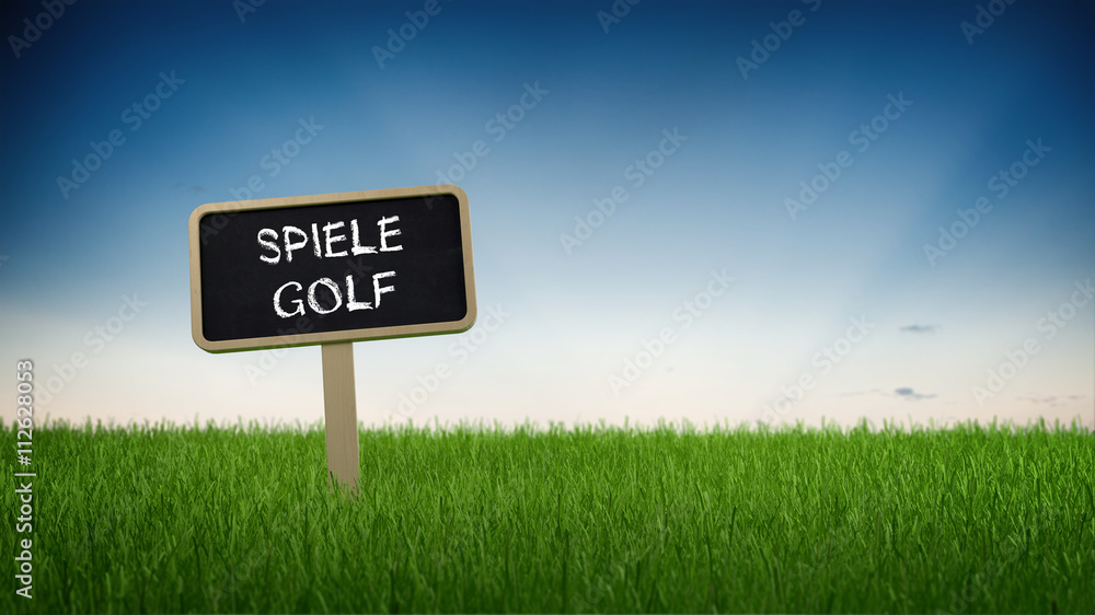 Play golf sign in turf grass