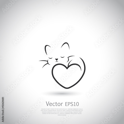 Stylized silhouette of cat. Abstract logo.