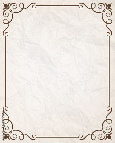 Simple Calligraphic Frame With Wrinkled Paper Texture
