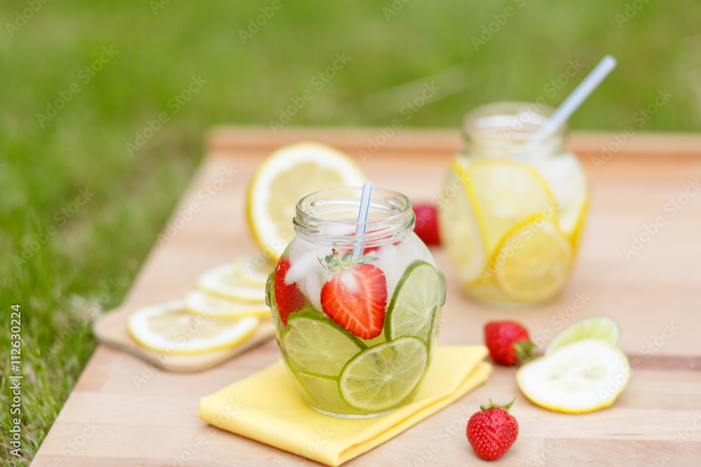 homemade lemonade. sweet refreshing non-alcoholic drink in the street during the day. life style homemade lemonade. sweet refreshing non-alcoholic drink in the street during the day. life style