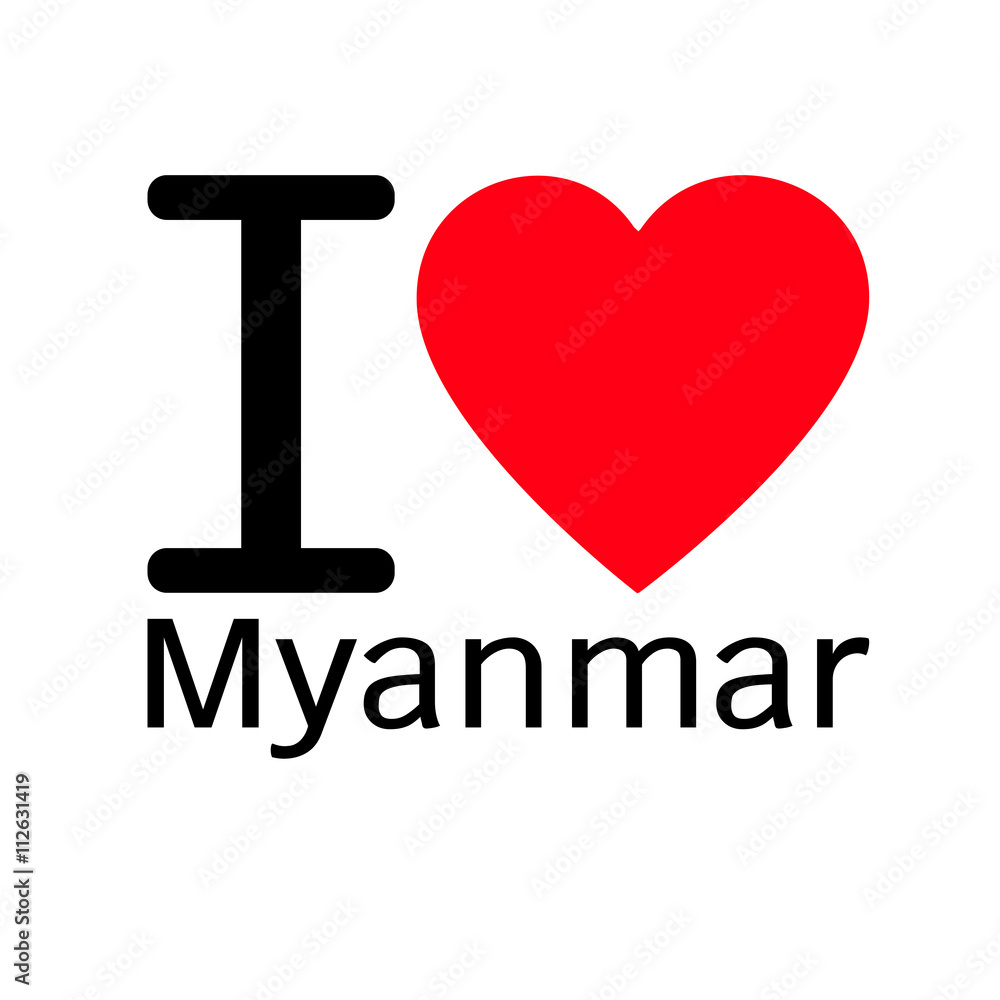i love Myanmar lettering illustration design with heart sign i love Myanmar lettering illustration design with heart sign
