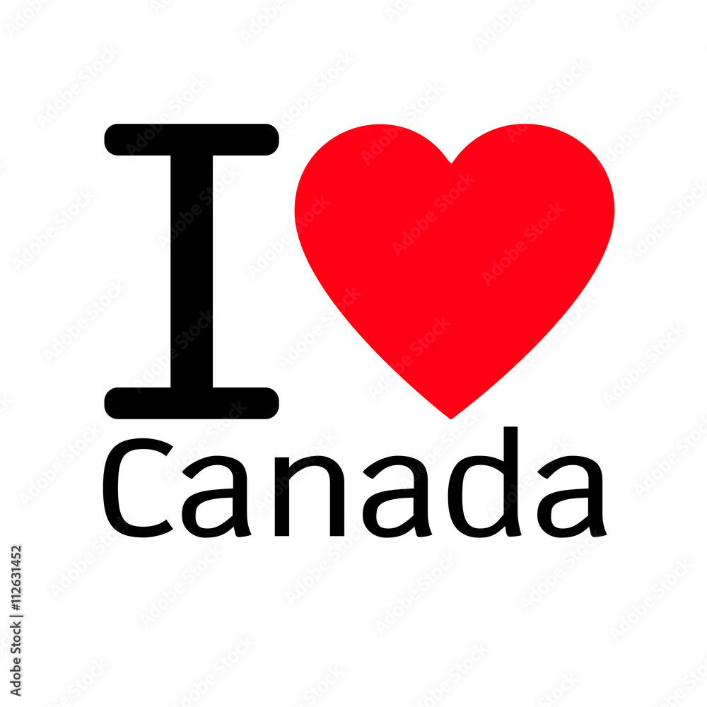 i love Canada lettering illustration design with heart sign i love Canada lettering illustration design with heart sign