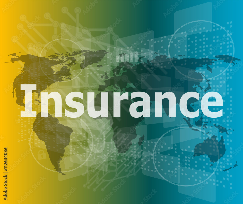 The word insurance on digital screen, business concept vector illustration