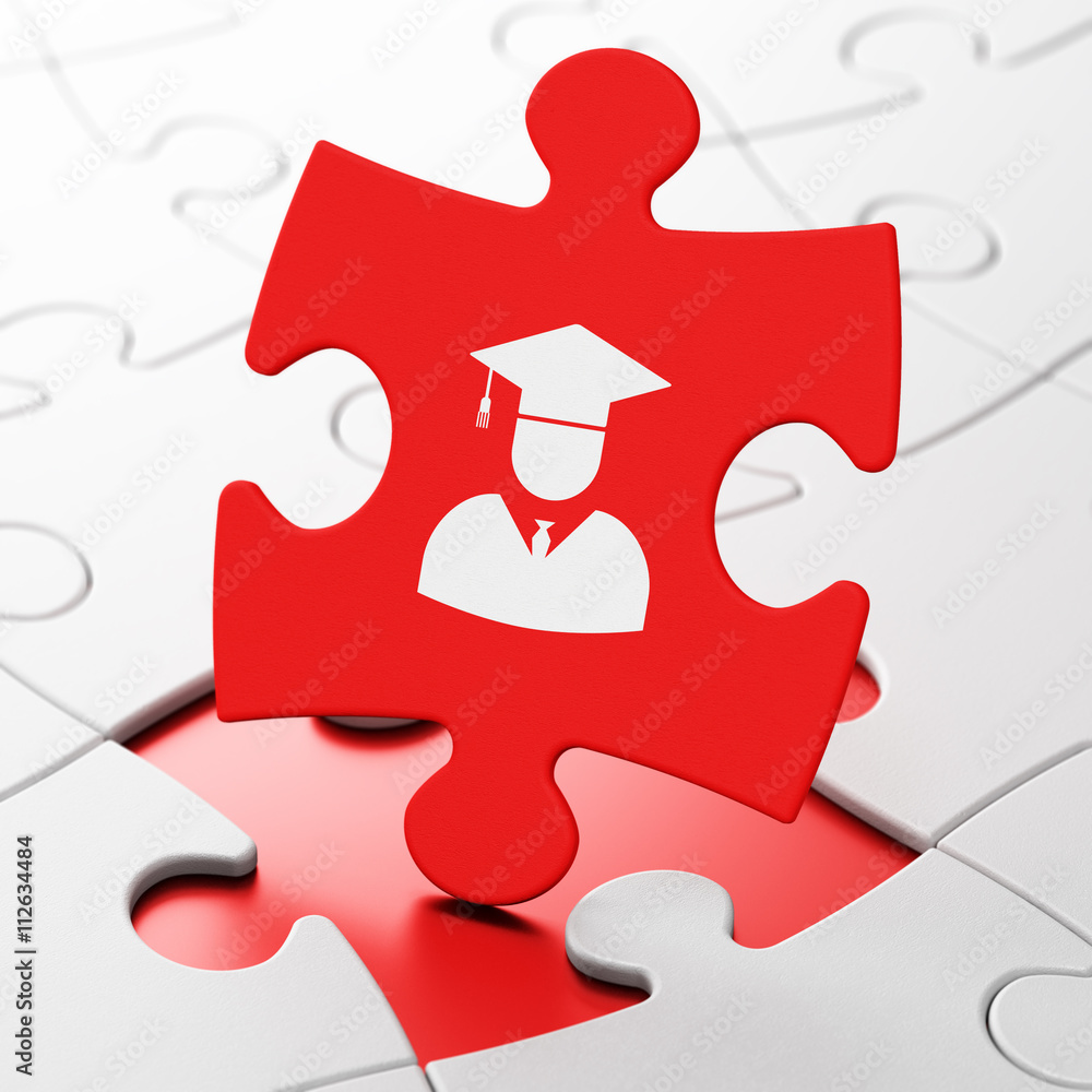 Learning concept: Student on puzzle background Learning concept: Student on puzzle background